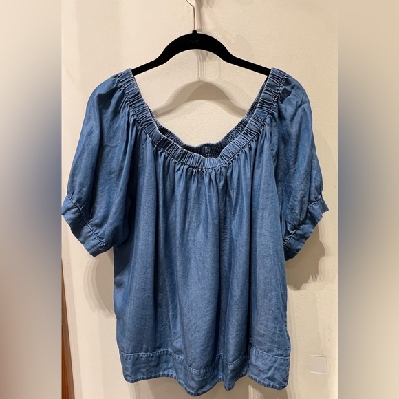 Kate Spade Broome tree chambray off the shoulder top - Picture 3 of 9